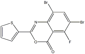 6,8-dibromo-5-fluoro-2-(2-thienyl)-4H-3,1-benzoxazin-4-one Struktur