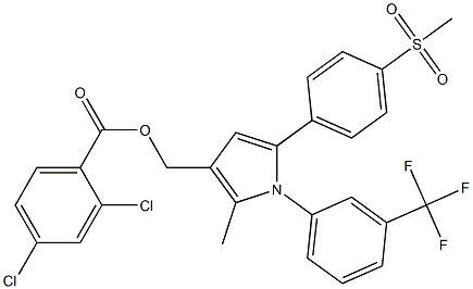 {2-methyl-5-[4-(methylsulfonyl)phenyl]-1-[3-(trifluoromethyl)phenyl]-1H-pyrrol-3-yl}methyl 2,4-dichlorobenzenecarboxylate Struktur