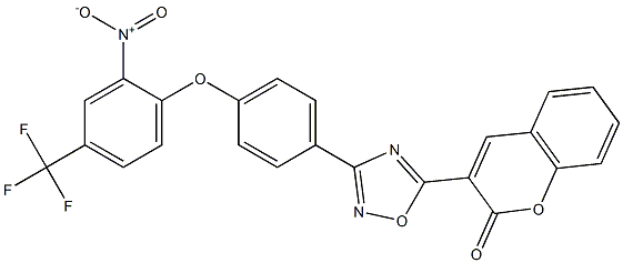 3-(3-{4-[2-nitro-4-(trifluoromethyl)phenoxy]phenyl}-1,2,4-oxadiazol-5-yl)-2H-chromen-2-one Struktur