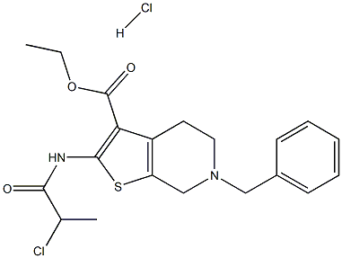 6-Benzyl-2-(2-chloro-propionylamino)-4,5,6,7-tetrahydro-thieno[2,3-c]pyridine-3-carboxylic acid ethyl ester hydrochloride Struktur