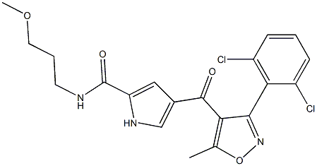 4-{[3-(2,6-dichlorophenyl)-5-methyl-4-isoxazolyl]carbonyl}-N-(3-methoxypropyl)-1H-pyrrole-2-carboxamide Struktur