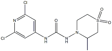 N-(2,6-dichloro-4-pyridyl)-N'-(3-methyl-1,1-dioxo-1lambda~6~,4-thiazinan-4-yl)urea Struktur