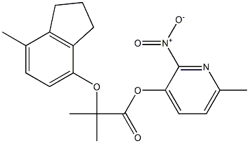 6-methyl-2-nitro-3-pyridyl 2-methyl-2-[(7-methyl-2,3-dihydro-1H-inden-4-yl)oxy]propanoate Struktur