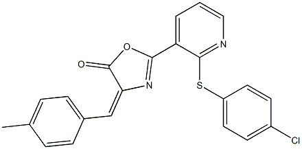 2-{2-[(4-chlorophenyl)thio]-3-pyridyl}-4-(4-methylbenzylidene)-4,5-dihydro-1,3-oxazol-5-one Struktur