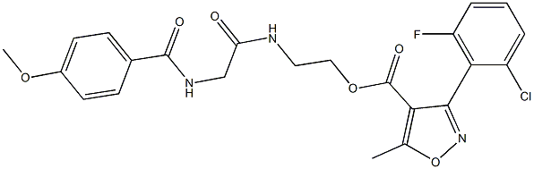 2-({2-[(4-methoxybenzoyl)amino]acetyl}amino)ethyl 3-(2-chloro-6-fluorophenyl)-5-methyl-4-isoxazolecarboxylate Struktur