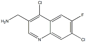 (4,7-dichloro-6-fluoroquinolin-3-yl)methanamine Struktur