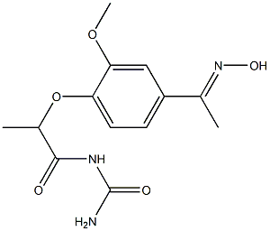 (2-{4-[1-(hydroxyimino)ethyl]-2-methoxyphenoxy}propanoyl)urea Struktur