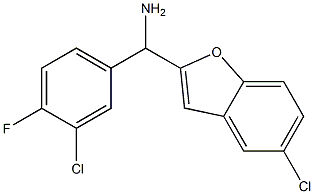 (5-chloro-1-benzofuran-2-yl)(3-chloro-4-fluorophenyl)methanamine Struktur