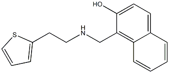 1-({[2-(thiophen-2-yl)ethyl]amino}methyl)naphthalen-2-ol Struktur