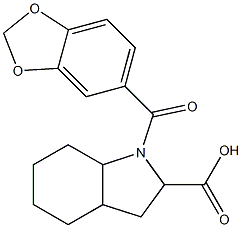 1-(1,3-benzodioxol-5-ylcarbonyl)octahydro-1H-indole-2-carboxylic acid Struktur