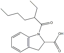 1-(2-ethylhexanoyl)-2,3-dihydro-1H-indole-2-carboxylic acid Struktur