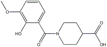 1-(2-hydroxy-3-methoxybenzoyl)piperidine-4-carboxylic acid Struktur