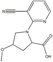 1-(3-cyanopyridin-2-yl)-4-methoxypyrrolidine-2-carboxylic acid Struktur