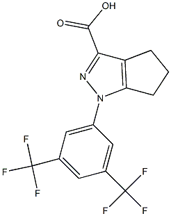 1-[3,5-bis(trifluoromethyl)phenyl]-1,4,5,6-tetrahydrocyclopenta[c]pyrazole-3-carboxylic acid Struktur