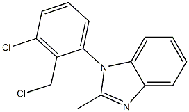 1-[3-chloro-2-(chloromethyl)phenyl]-2-methyl-1H-1,3-benzodiazole Struktur