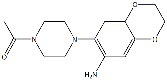 1-[4-(7-amino-2,3-dihydro-1,4-benzodioxin-6-yl)piperazin-1-yl]ethan-1-one Struktur