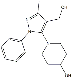 1-[4-(hydroxymethyl)-3-methyl-1-phenyl-1H-pyrazol-5-yl]piperidin-4-ol Struktur