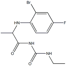 1-{2-[(2-bromo-4-fluorophenyl)amino]propanoyl}-3-ethylurea Struktur