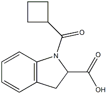 1-cyclobutanecarbonyl-2,3-dihydro-1H-indole-2-carboxylic acid Struktur