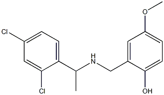 2-({[1-(2,4-dichlorophenyl)ethyl]amino}methyl)-4-methoxyphenol Struktur