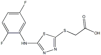 2-({5-[(2,5-difluorophenyl)amino]-1,3,4-thiadiazol-2-yl}sulfanyl)acetic acid Struktur