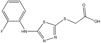 2-({5-[(2-fluorophenyl)amino]-1,3,4-thiadiazol-2-yl}sulfanyl)acetic acid Struktur