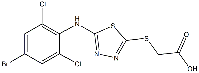 2-({5-[(4-bromo-2,6-dichlorophenyl)amino]-1,3,4-thiadiazol-2-yl}sulfanyl)acetic acid Struktur