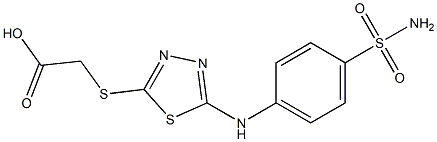 2-({5-[(4-sulfamoylphenyl)amino]-1,3,4-thiadiazol-2-yl}sulfanyl)acetic acid Struktur