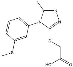 2-({5-methyl-4-[3-(methylsulfanyl)phenyl]-4H-1,2,4-triazol-3-yl}sulfanyl)acetic acid Struktur