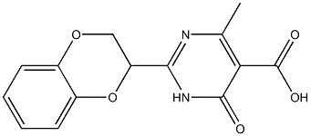 2-(2,3-dihydro-1,4-benzodioxin-2-yl)-4-methyl-6-oxo-1,6-dihydropyrimidine-5-carboxylic acid Struktur