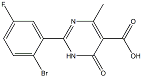 2-(2-bromo-5-fluorophenyl)-4-methyl-6-oxo-1,6-dihydropyrimidine-5-carboxylic acid Struktur