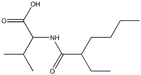 2-(2-ethylhexanamido)-3-methylbutanoic acid Struktur