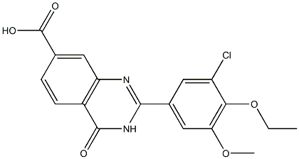 2-(3-chloro-4-ethoxy-5-methoxyphenyl)-4-oxo-3,4-dihydroquinazoline-7-carboxylic acid Struktur