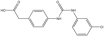 2-(4-{[(3-chlorophenyl)carbamoyl]amino}phenyl)acetic acid Struktur