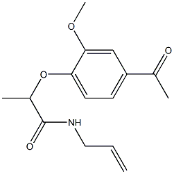 2-(4-acetyl-2-methoxyphenoxy)-N-(prop-2-en-1-yl)propanamide Struktur