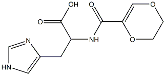 2-(5,6-dihydro-1,4-dioxin-2-ylformamido)-3-(1H-imidazol-4-yl)propanoic acid Struktur