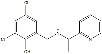 2,4-dichloro-6-({[1-(pyridin-2-yl)ethyl]amino}methyl)phenol Struktur