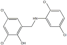 2,4-dichloro-6-{[(2,5-dichlorophenyl)amino]methyl}phenol Struktur