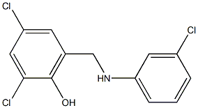 2,4-dichloro-6-{[(3-chlorophenyl)amino]methyl}phenol Struktur