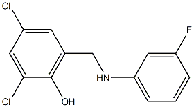 2,4-dichloro-6-{[(3-fluorophenyl)amino]methyl}phenol Struktur