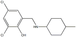 2,4-dichloro-6-{[(4-methylcyclohexyl)amino]methyl}phenol Struktur