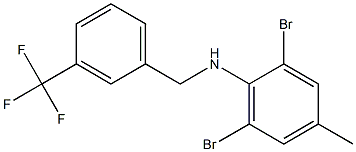 2,6-dibromo-4-methyl-N-{[3-(trifluoromethyl)phenyl]methyl}aniline Struktur