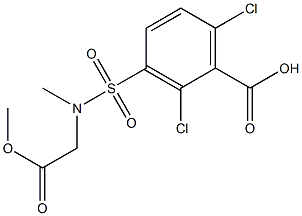 2,6-dichloro-3-[(2-methoxy-2-oxoethyl)(methyl)sulfamoyl]benzoic acid Struktur