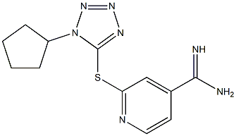 2-[(1-cyclopentyl-1H-1,2,3,4-tetrazol-5-yl)sulfanyl]pyridine-4-carboximidamide Struktur