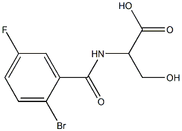 2-[(2-bromo-5-fluorobenzoyl)amino]-3-hydroxypropanoic acid Struktur