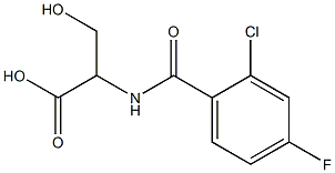 2-[(2-chloro-4-fluorobenzoyl)amino]-3-hydroxypropanoic acid Struktur