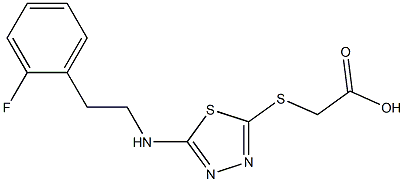 2-[(5-{[2-(2-fluorophenyl)ethyl]amino}-1,3,4-thiadiazol-2-yl)sulfanyl]acetic acid Struktur