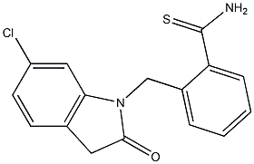 2-[(6-chloro-2-oxo-2,3-dihydro-1H-indol-1-yl)methyl]benzene-1-carbothioamide Struktur