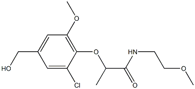 2-[2-chloro-4-(hydroxymethyl)-6-methoxyphenoxy]-N-(2-methoxyethyl)propanamide Struktur