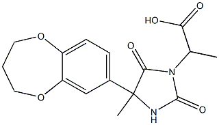 2-[4-(3,4-dihydro-2H-1,5-benzodioxepin-7-yl)-4-methyl-2,5-dioxoimidazolidin-1-yl]propanoic acid Struktur